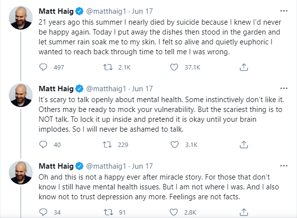 Matt Haig has written several books that draw from his personal experiences with depression, suicide and mental wellness